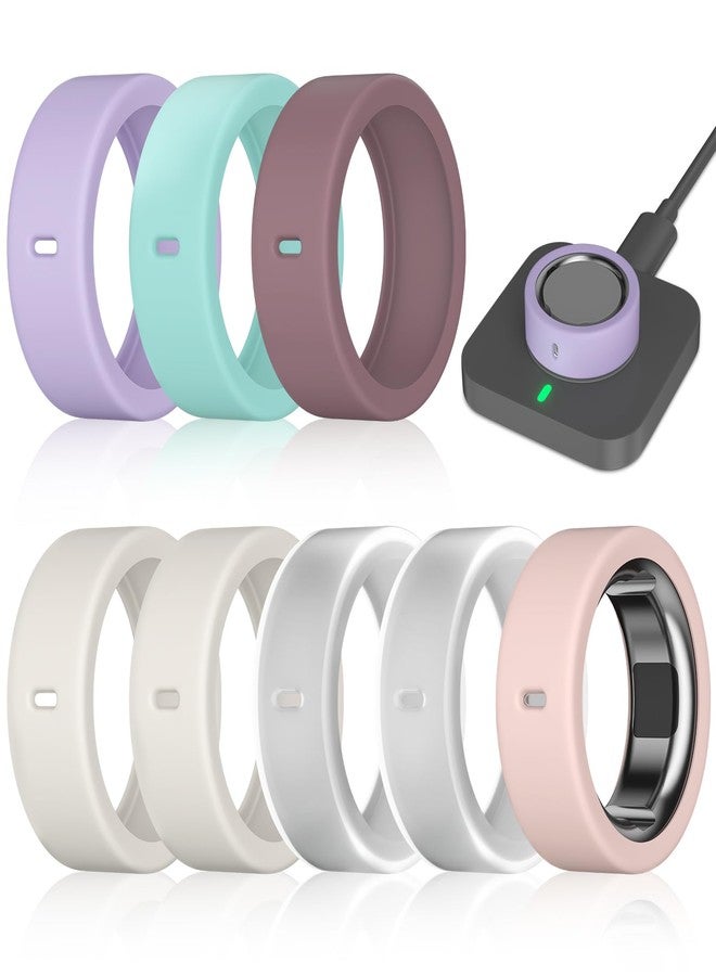 ZOOROO 8 Pack Ring Cover Compatible with Oura Ring Gen 4/4 Ceramic, Oura Ring Gen 3 Horizon/Heritage, Surport Charging with Cover on, Anti-Scratch Elastic Silicone Ring Protector for Men Women Working Out - Image 1